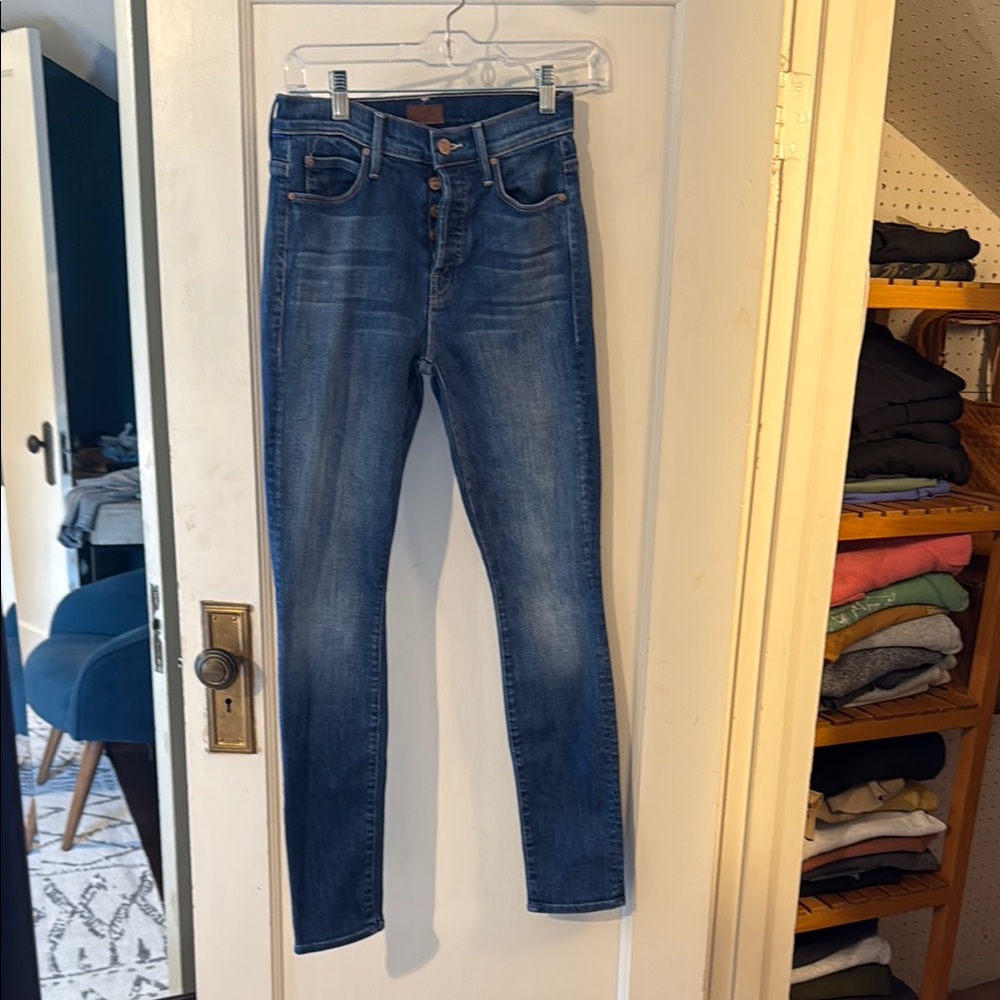 Women's Blue Mother Button Fly Jeans - The Stunner Hover